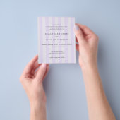 Modern Purple Stripes Budget Wedding Invite チラシ (手)
