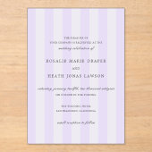 Modern Purple Stripes Elegant Wedding アクリル招待状 (正面)