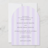 Modern Purple Stripes Elegant Wedding 招待状 (正面)