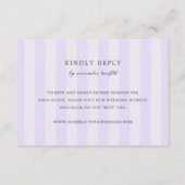 Modern Purple Stripes Elegant Wedding RSVP Card (正面)
