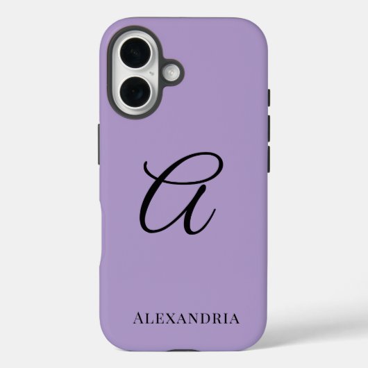 Modern Purple Stylish Personalized Name Initial Case-Mate iPhoneケース (裏面)