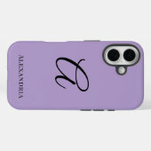 Modern Purple Stylish Personalized Name Initial Case-Mate iPhoneケース (裏面 (横))