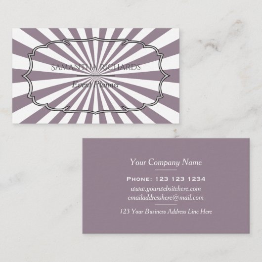 Modern Purple Sunbeam Striped 名刺 (正面/裏面)