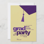 Modern Purple Typography Grad Party Photo 招待状 (正面)