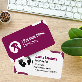 Modern Purple Vet Clinic Business Card for Pet Car 名刺