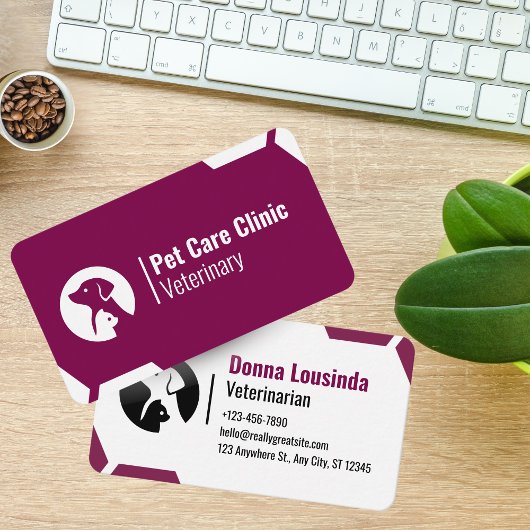 Modern Purple Vet Clinic Business Card for Pet Car 名刺