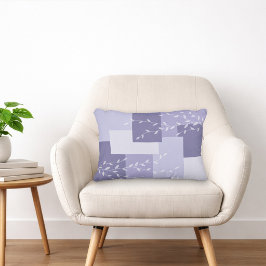 Modern Purple White Botanical Accent Pillow アクセントクッション