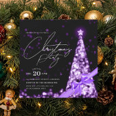 MODERN Purple Winter Christmas Tree Bow Party  招待状
