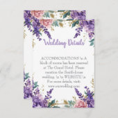 👉 Modern Purple Wisteria Gold Wedding Details Enc エンクロージャーカード (正面/裏面)