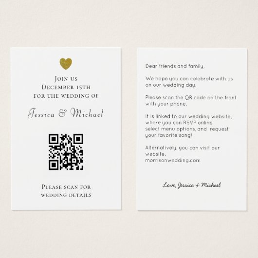 Modern QR Code All in One White Wedding Invitation (正面&裏面)