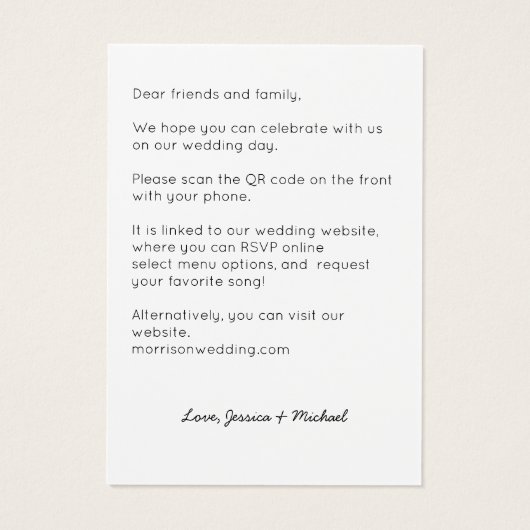 Modern QR Code All in One White Wedding Invitation (裏面)