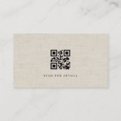 Modern QR Code Beige Linen Professional Luxury  名刺 (裏面)