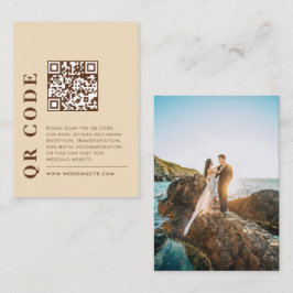 Modern QR Code Beige Wedding Details Photo エンクロージャーカード