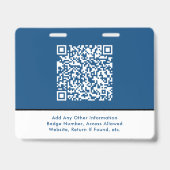 Modern QR Code Blue Event Access Pass ID バッジ (裏面)