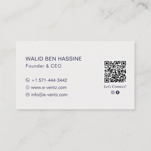 Modern QR Code & Business Logo l Navy Blue & Gold 名刺 (裏面)