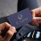 Modern QR Code & Business Logo l Navy Blue & Gold 名刺