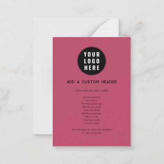 Modern QR Code Business Logo Trendy ノートカード (裏面)