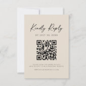 Modern QR Code | Champagne Website RSVP Card セーブザデート (正面)