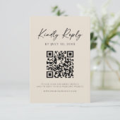 Modern QR Code | Champagne Website RSVP Card セーブザデート (スタンド正面)