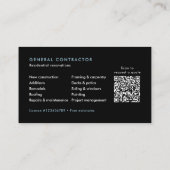 Modern QR Code Contractor/Construction 名刺 (裏面)