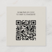 Modern QR Code Custom Logo Neutral Corporate スクエア名刺 (裏面)