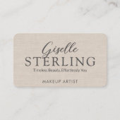 Modern QR Code Elegant Linen Script 名刺 (正面)