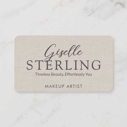 Modern QR Code Elegant Linen Script  名刺 (正面)