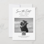 Modern QR Code Elegant Photo Wedding Save the Date セーブザデート (正面)