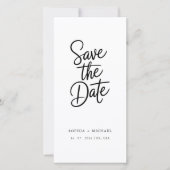 Modern QR Code Elegant Script Photo Wedding セーブザデート (正面)