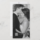 Modern QR Code Elegant Script Photo Wedding セーブザデート (裏面)