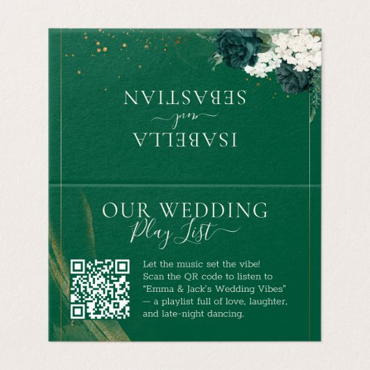 Modern QR Code Emerald Green Rose Wedding (外部フラット)