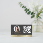 Modern QR Code Gold House Real Estate Realtor 名刺 (スタンド正面)