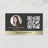 Modern QR Code Gold House Real Estate Realtor 名刺 (正面)