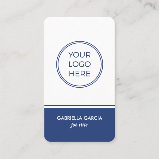 Modern QR Code Logo Blue Business Card 名刺 (正面)