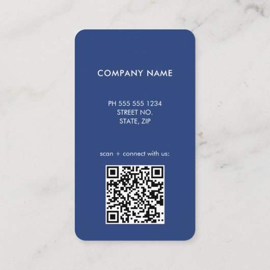 Modern QR Code Logo Blue Business Card 名刺 (裏面)