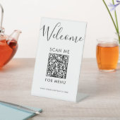 Modern QR Code Menu Black and White Scan Me Cafe 台座サイン (インサイチュ)