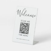Modern QR Code Menu Black and White Scan Me Cafe 台座サイン (正面)