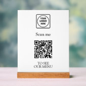 Modern QR Code Menu | Custom Contactless Logo  アクリルサイン (ニュートラル)