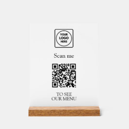 Modern QR Code Menu | Custom Contactless Logo アクリルサイン