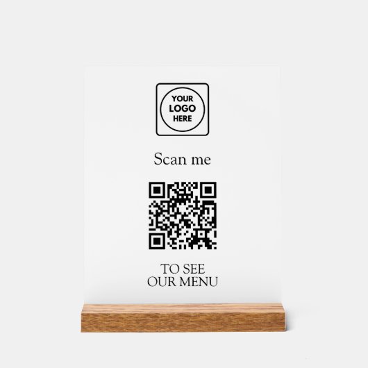 Modern QR Code Menu | Custom Contactless Logo  アクリルサイン (正面)