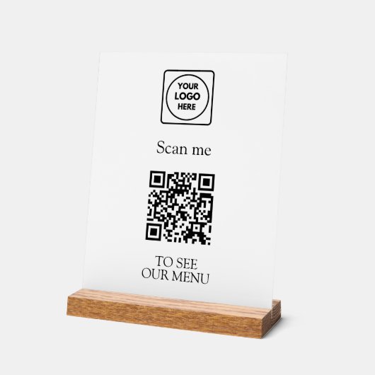 Modern QR Code Menu | Custom Contactless Logo  アクリルサイン (傾斜)