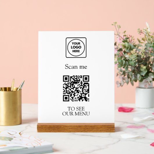 Modern QR Code Menu | Custom Contactless Logo アクリルサイン (ウェディング)