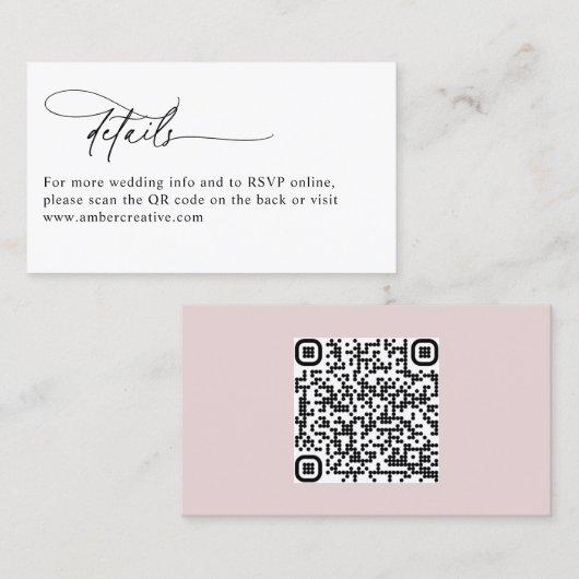 Modern QR Code Minimalist Wedding Enclosure Card 名刺 (正面/裏面)