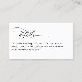 Modern QR Code Minimalist Wedding Enclosure Card 名刺