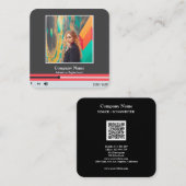 Modern QR Code Music Player Song Playlist Photo スクエア名刺 (正面/裏面)