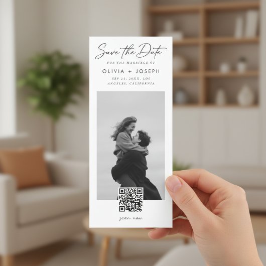 Modern QR Code Photo Bookmark Wedding セーブザデート