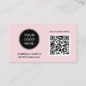 Modern QR Code Pink Logo Business Card 名刺 (正面)