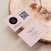 Modern QR Code Pink Logo Business Card 名刺