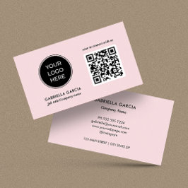 Modern QR Code Pink Logo Business Card 名刺