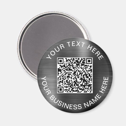 Modern QR Code Promotional Silver マグネット (正面/裏面)